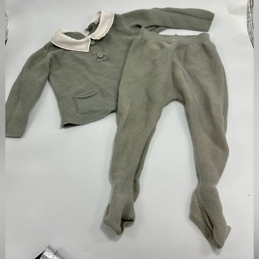 Dr.Kid newborn grey collared 2 piece set size 9M